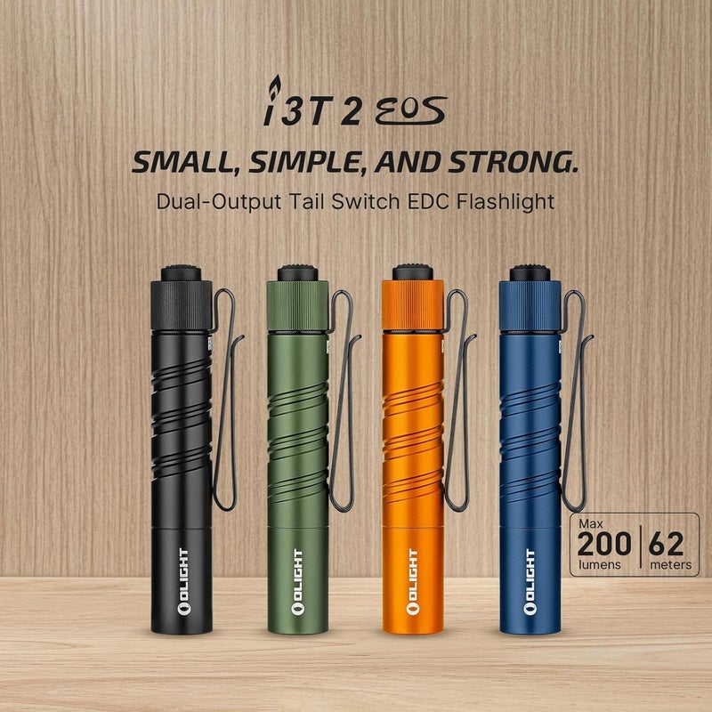 OLIGHT I3T 2 EOS Pocket EDC Flashlight, 200 Lumens Compact Bright Handheld Flash Lights, Dual-Output Tail Switch with AAA Battery and Two-Way Pocket Clip for Camping and Hiking (Black) - Image 2